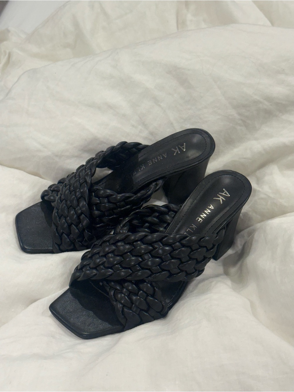 Anne Klein Black Braided Misty Heels